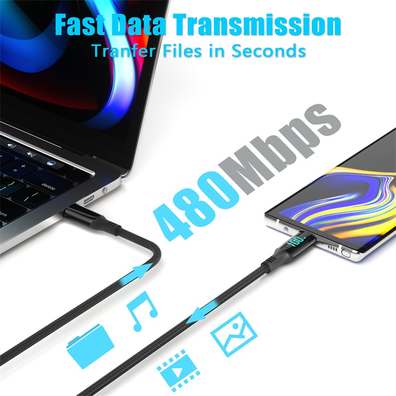 Bikkon 100W USB-C To USB-C Charging Cable With LED Display