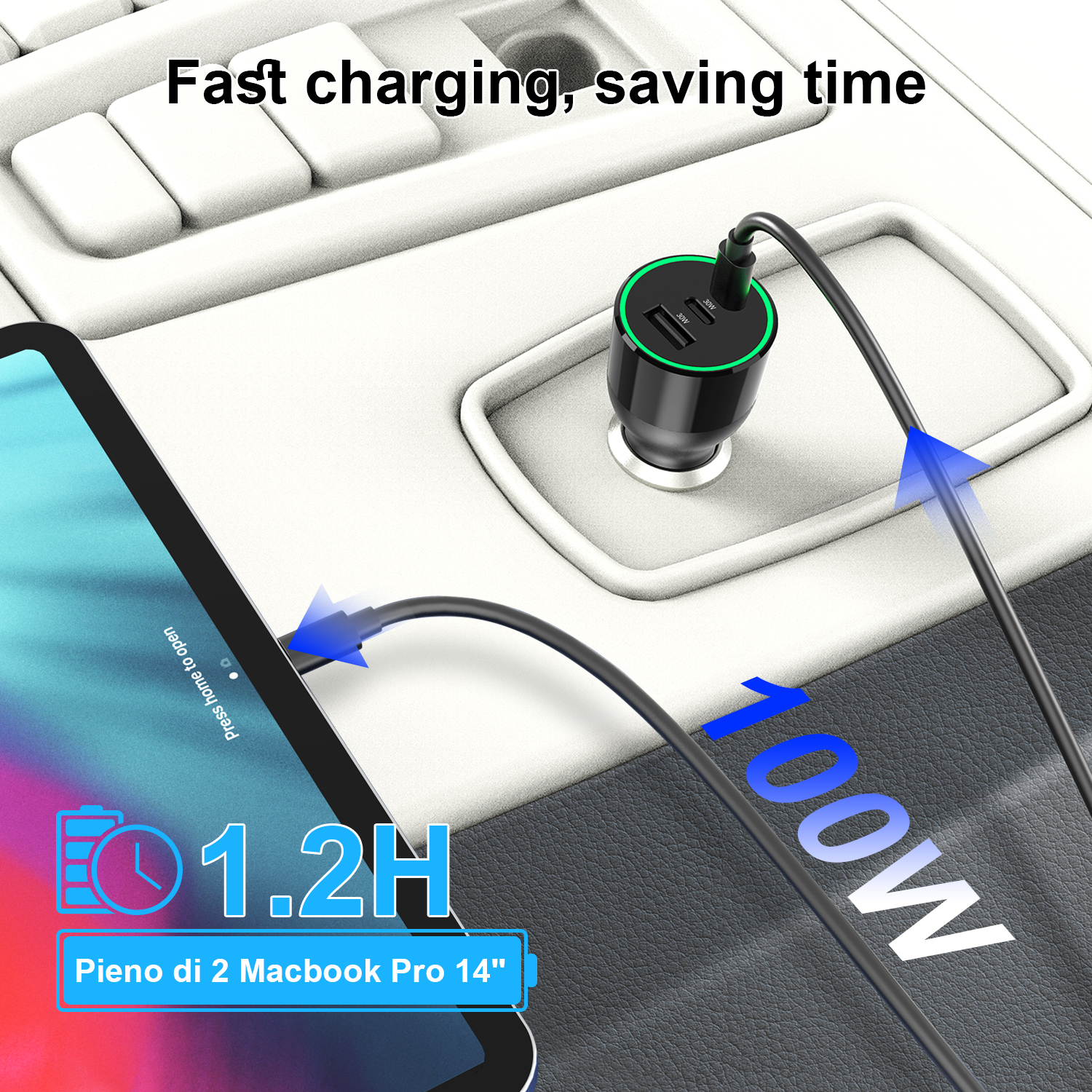 Bikkon 120W USB-C GaN Car Charger