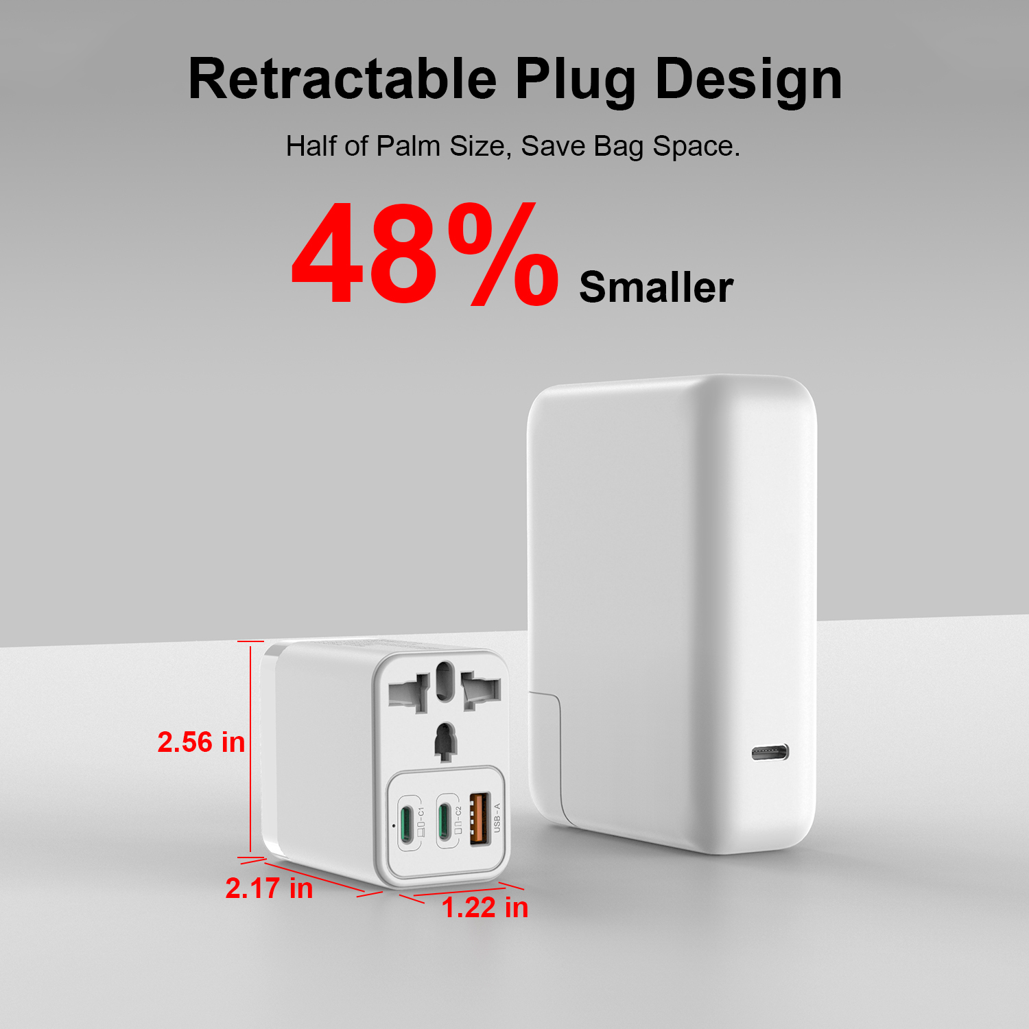 Bikkon 3 Ports 65W GaN Charger Travel Adaptor