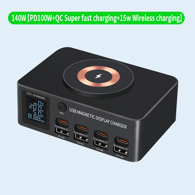 Bikkon 140W Desktop Power Strip With Wireless Charging