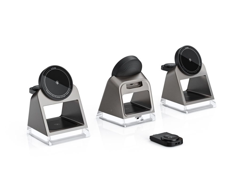 Bikkon 4-in-1 15W Charging Stand Magnetic Wireless Charger With LED Lamp