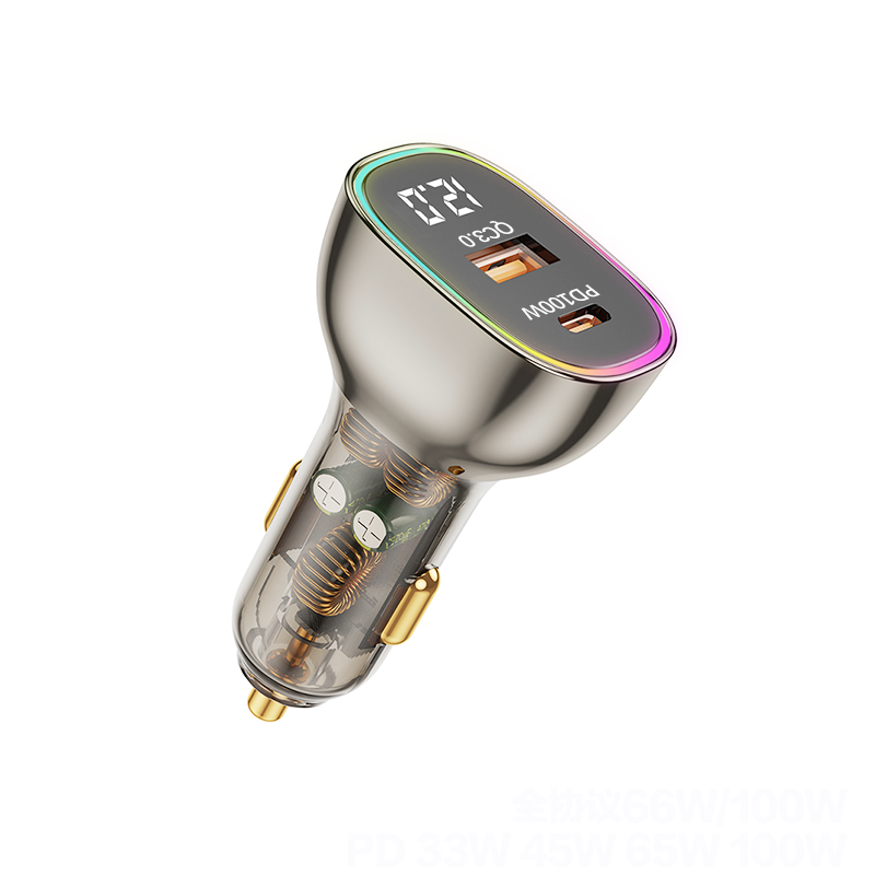 Bikkon 130W USB-A + Type-C Car Charger With LED Display