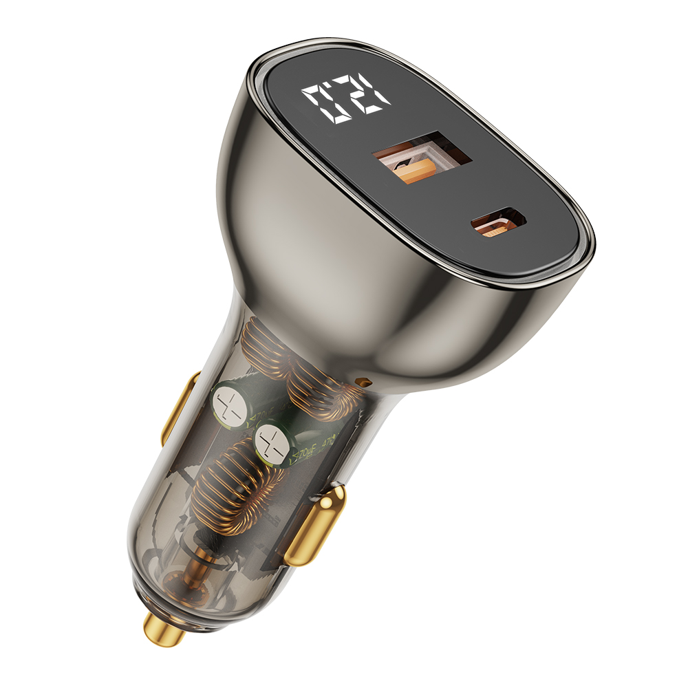Bikkon 130W USB-A + Type-C Car Charger With LED Display