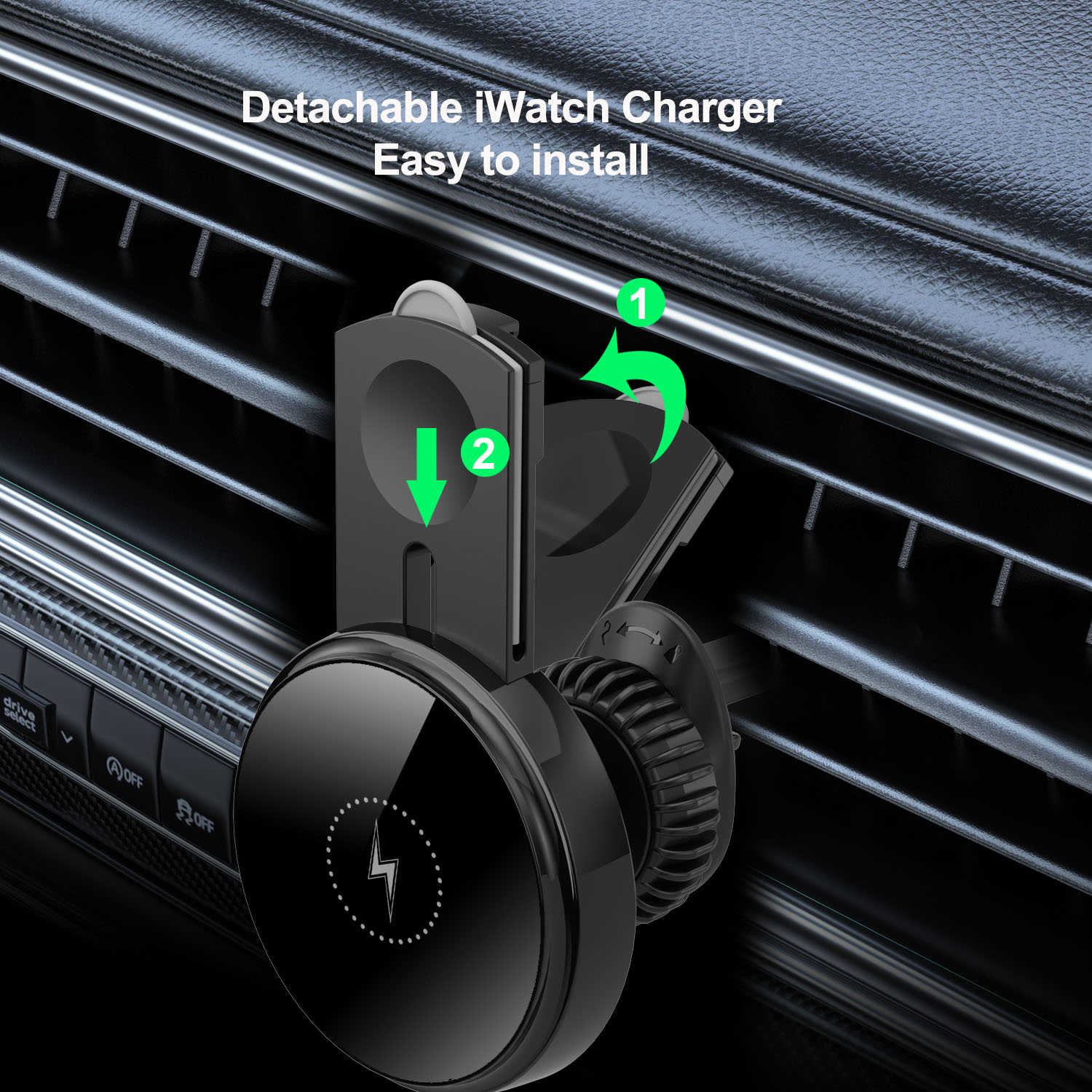 Bikkon magnetic wireless car charger with iWatch charging function