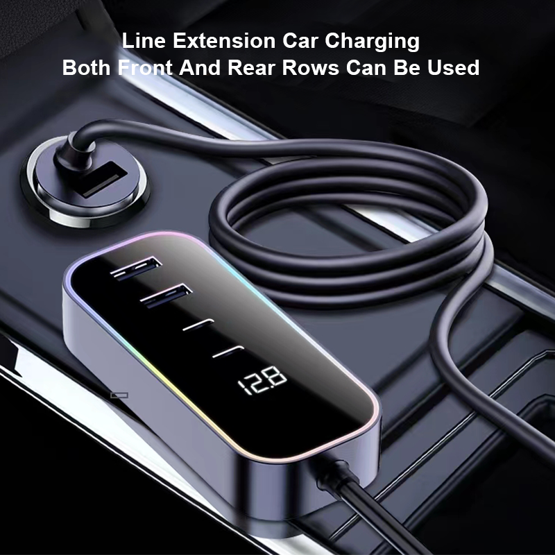 Bikkon 155W Multi-Port Fast Charging Car Charger USB PD 1.5m Extension Cable