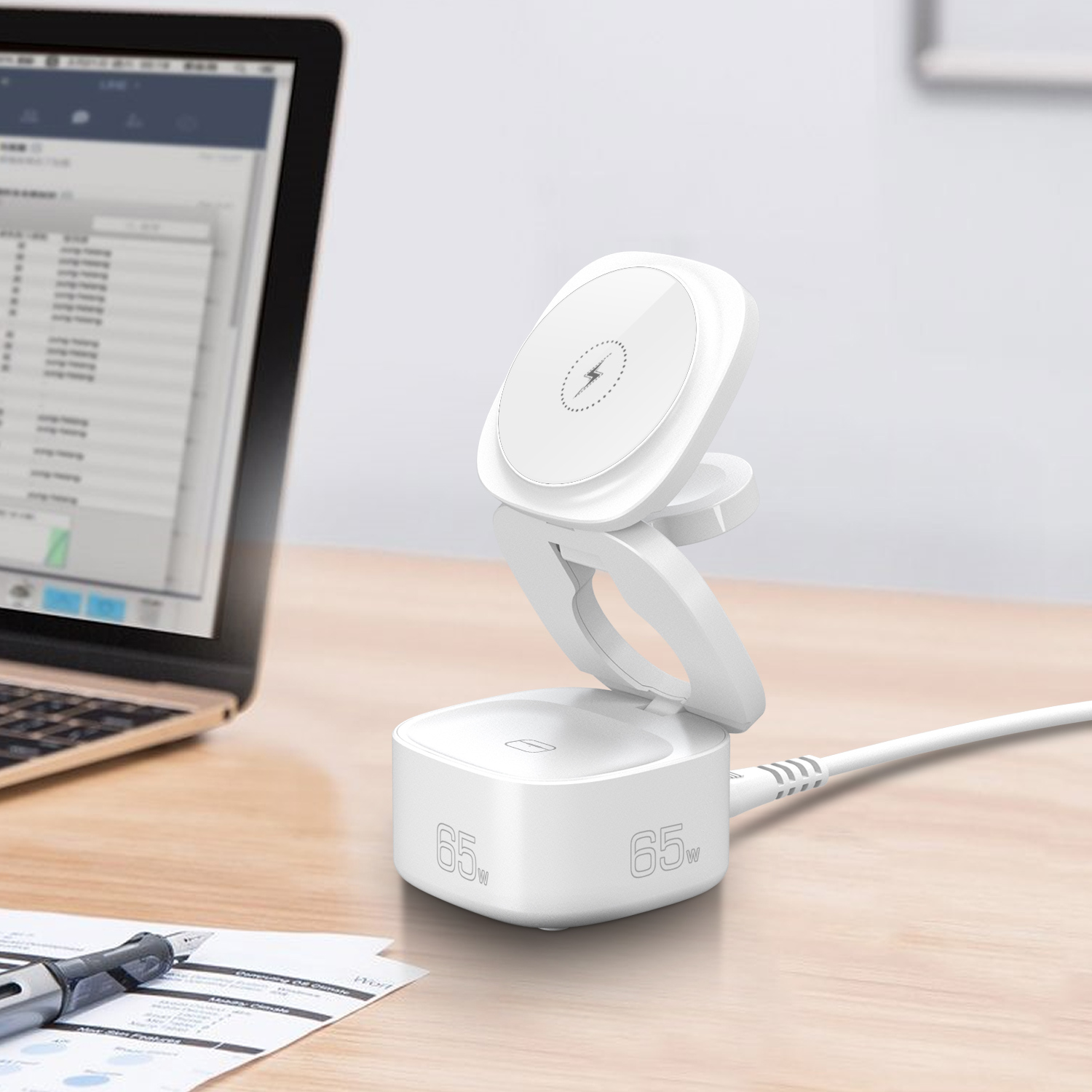 Bikkon 65W GaN charger with magnetic wireless charging station