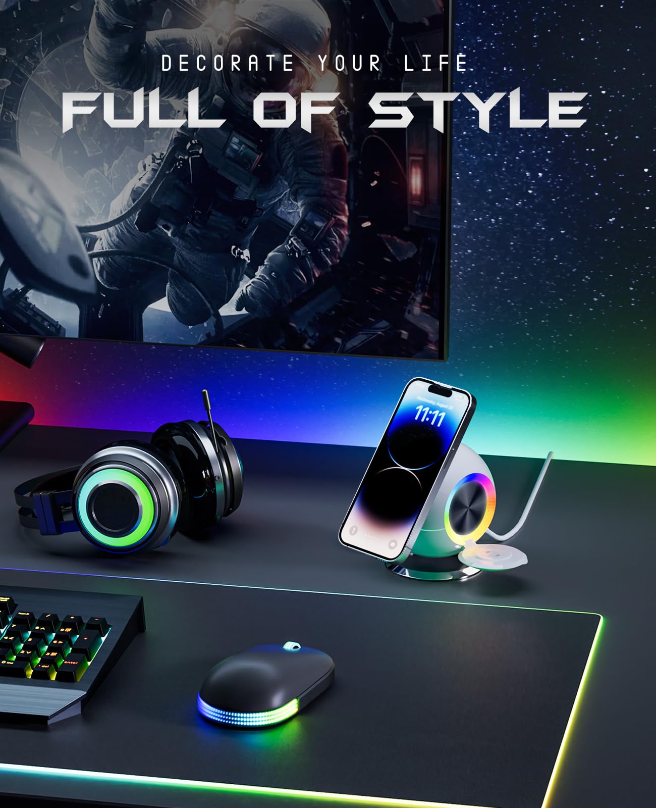 Bikkon 4-in-1 15W Magnetic Wireless Charger With LED Lights