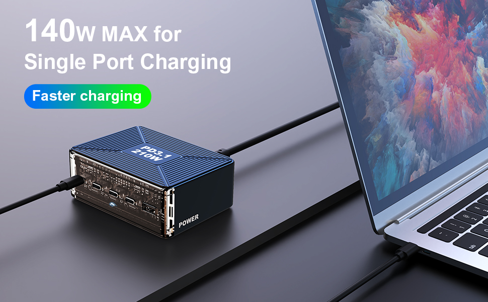 Bikkon 210W 5 Ports PD3.1 Desktop Charging Station