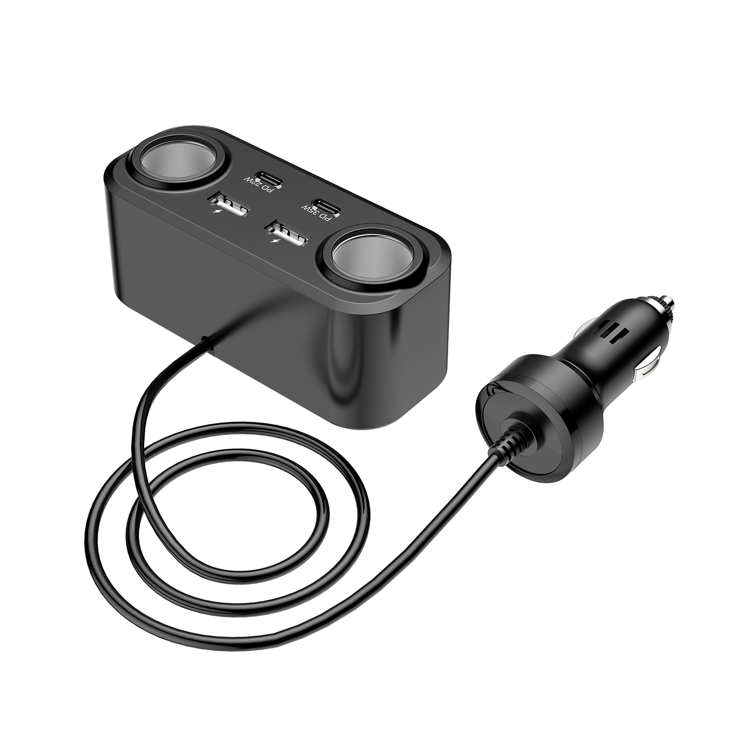 Bikkon 100W Multi-Port Fast Charging LED Display Car Charger With Cigarette Lighter Socket