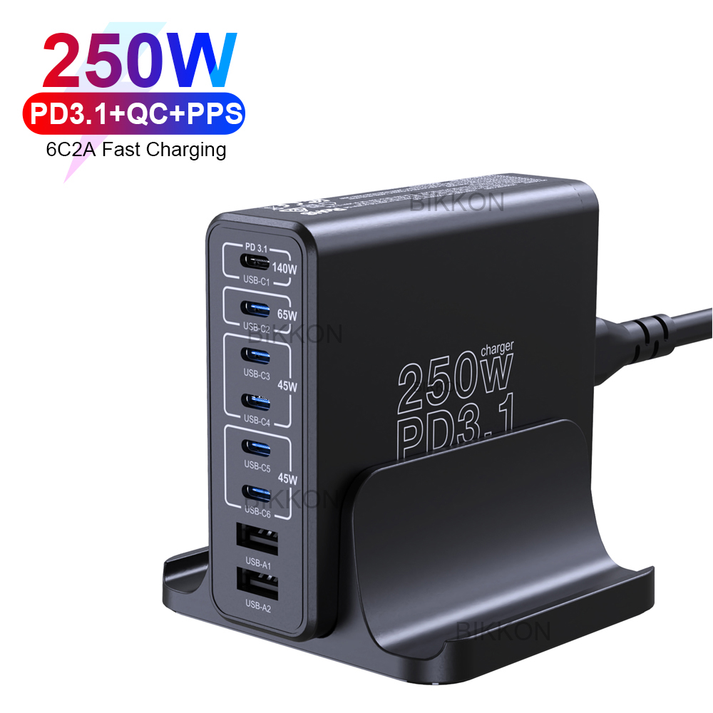 Bikkon 300W PD3.1 8 Ports 6C2A Desktop Charging Station
