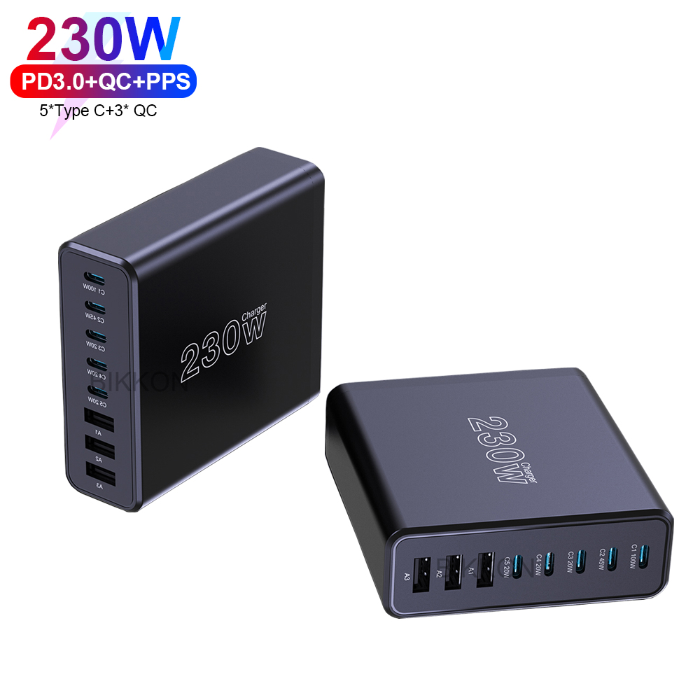 GaN 230W 5C3A 8-Ports Desktop Charger