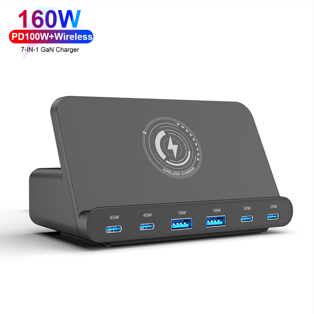 BIKKON China Manufacturer GaN 160W 7-IN-1 Wireless  Charger